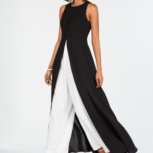Adrianna Papell colorblocked overlay jumpsuit black/ivory Size 10